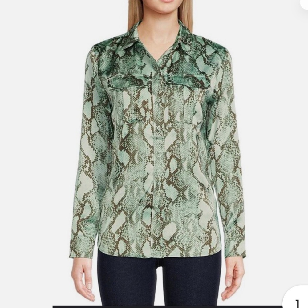 Ralph Lauren Snake Skin Long Sleeve Button Shirt Turquoise 3XL